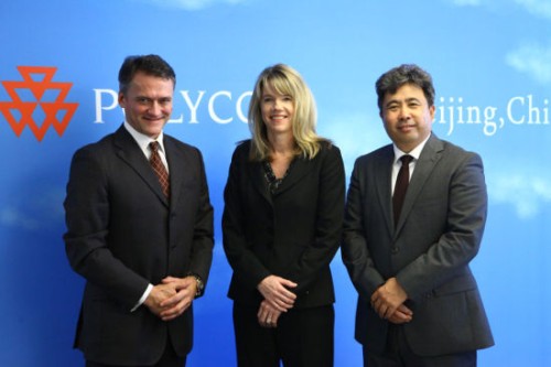 Polycom��̫�^(q��)�����ձȺ����������ޅ^(q��)����Hansjoerg Wagner (��һ)��Polycomȫ���N�ۈ�(zh��)�и�����Tracey Newell(����)��Polycom�Ї��^(q��)����(j��ng)�����(��һ)